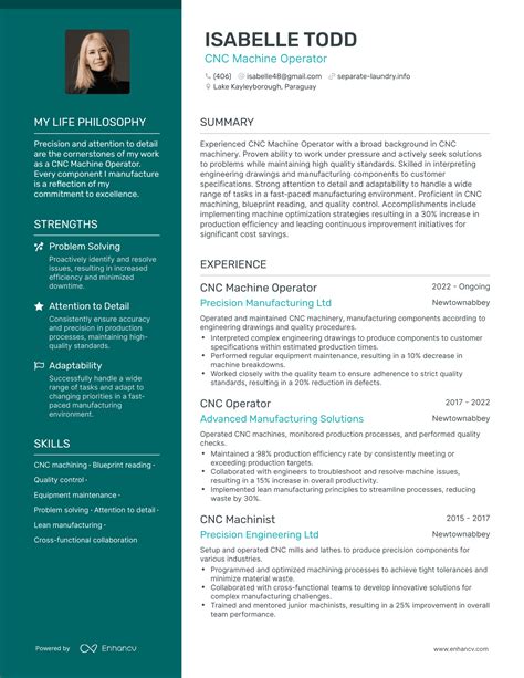 cv for cnc machine operator|cnc operator resume word format.